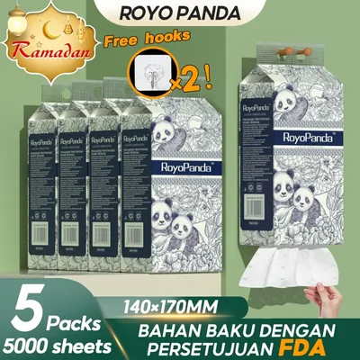 5 Packs RoyoPanda Tissue Hanging Soft Deluxe Facial Tissue Cheerful Comfortable Tissues