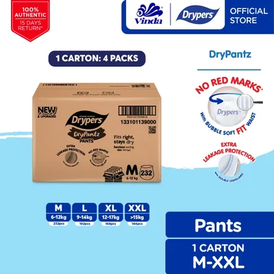 Drypers DryPantz Baby Diapers M58/L48/XL42/XXL36 - Bubble Soft Fit Waist Baby Pants