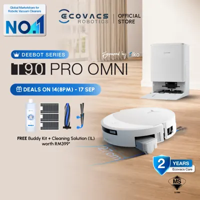 Robot Vacuum ECOVACS DEEBOT T90 Pro Omni &mdash; Sedutan 30,000Pa