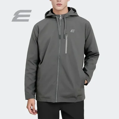ELGINI E16133 Windbreaker dengan Poket Zip Dada S-XXL Hooded Windbreaker Water-Resistant with