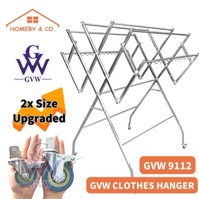 HOMEBY GVW 9112 Foldable Mobility Stainless Steel Clothes Hanger / Clothing Drying Rack / Rak