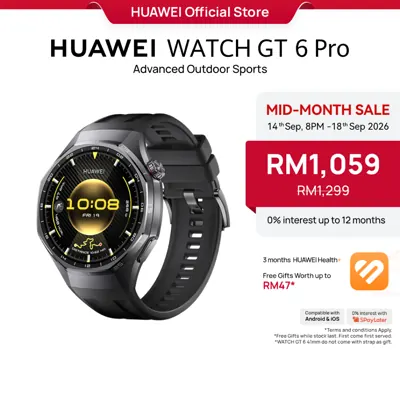 Jam Pintar HUAWEI WATCH GT 6 &mdash; Bateri 21 Hari