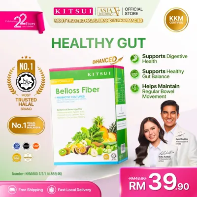 KITSUI Belloss Pre + Probiotik &mdash; Serat Detox Perisa Nanas