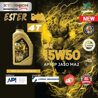 Minyak Enjin Motosikal MOTION 4T Ester Xtremion &mdash; 15W50 Sintetik Penuh