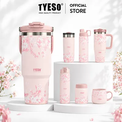 Tumbler TYESO Bunga Floral &mdash; Sejuk 24 Jam, Panas 12 Jam