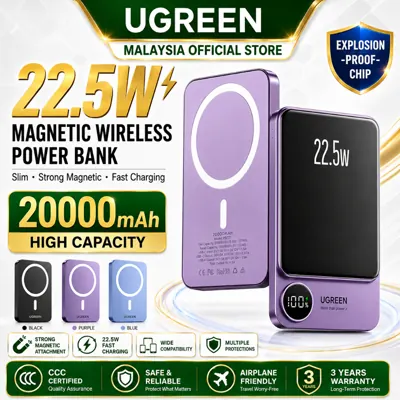 Powerbank Magnetik UGREEN 20,000mAh &mdash; 22.5W Pantas