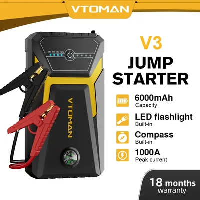 VTOMAN V3 Jump Starter For Car Jump Starter Boost Pack and Jumper CablesLED Lights