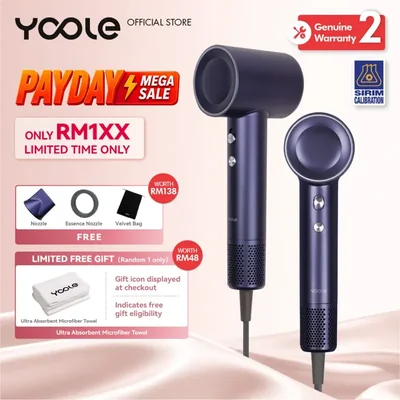 YOOLE High Speed Hair Dryer S+ 500 Million Plasma Technology light weight 110K RPM Motor