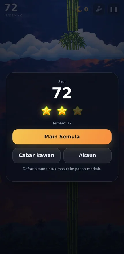 Skrin tamat &mdash; bintang mengikut mata terkumpul